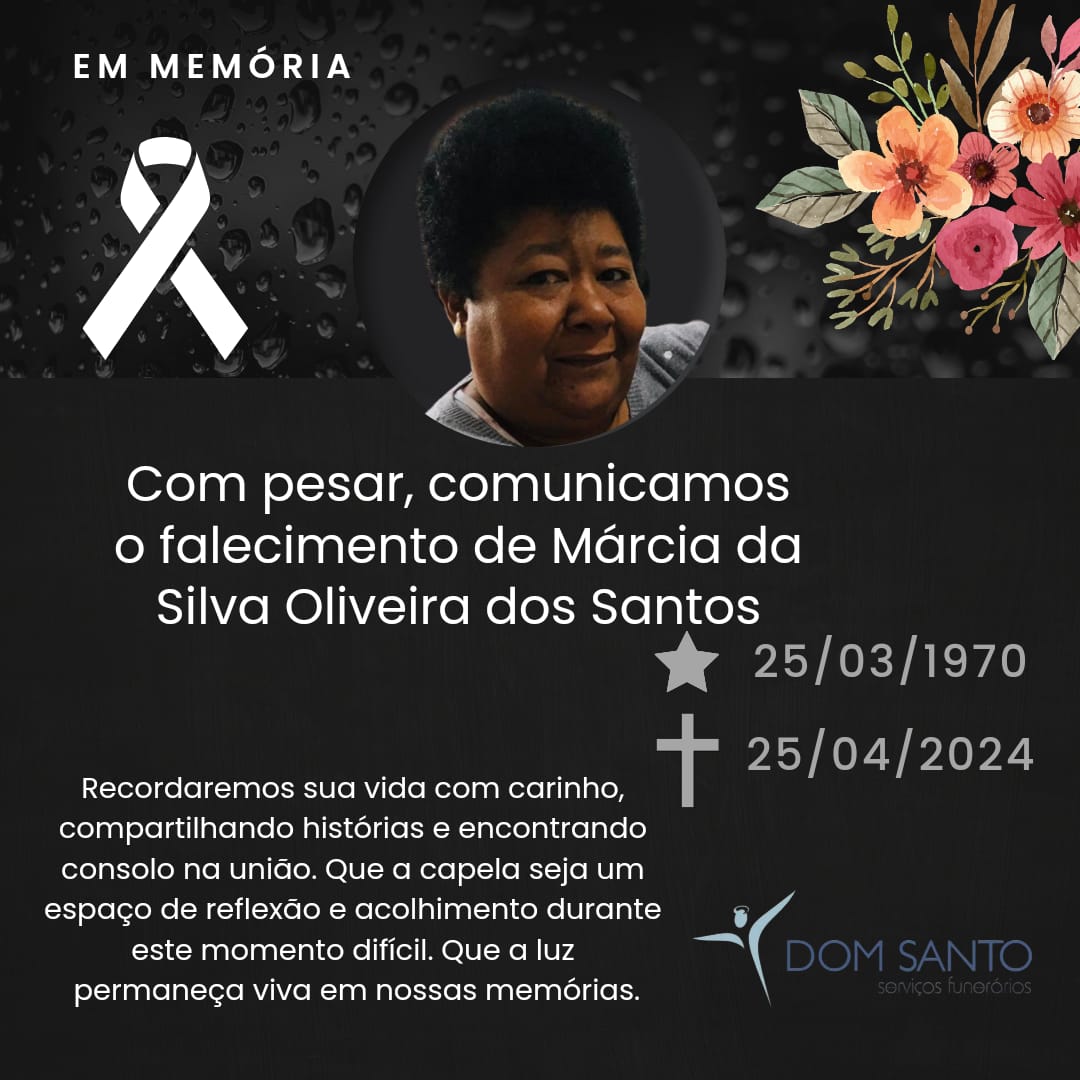 Obituário: MARCIA DA SILVA OLIVEIRA DOS SANTOS